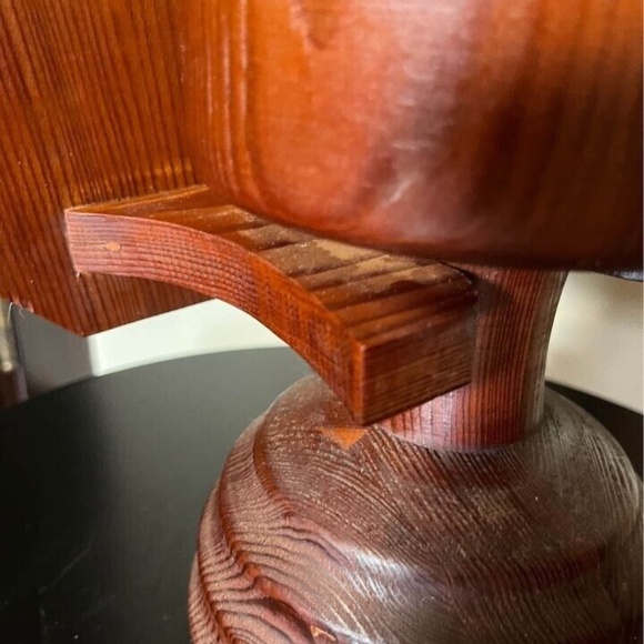 Vintage Rustic Farmhouse Wooden Electric Oil Lamp With Wooden Wall Mount - Picture 3 of 11